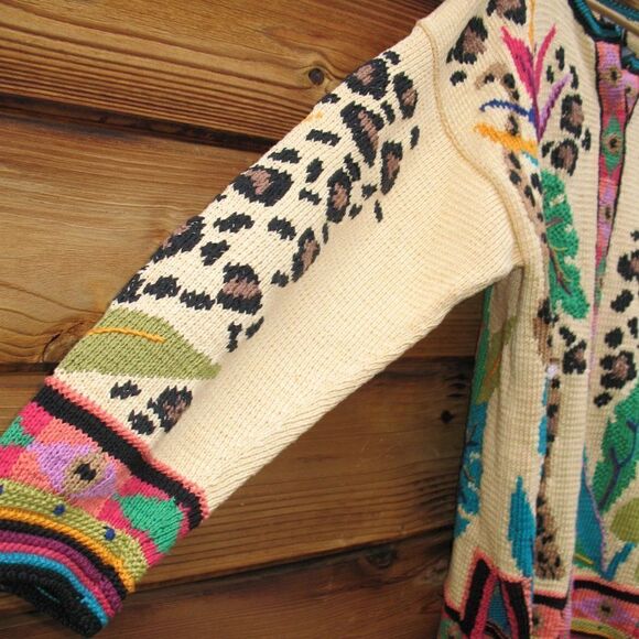 Vintage 90's Hand Knit Berek Pima Cotton Cardigan Sweater - Picture 3 of 12